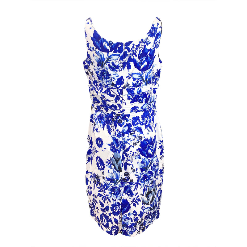 la Renta blue flower print dress ...